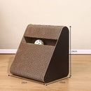 Arranhador 2 em 1 com Bola para Gatos — Triângulo Interativo de Papelão | Resistente, Divertido e Antiestresse