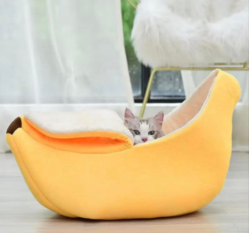 Cama Banana para Gatos – Divertida, Quentinha e Aconchegante